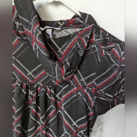 Fall Aline Grey Plaid Short Dress Mod Look Cowl Neck New w/ Tags - Picture 8 of 14